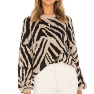 Show Me Your MuMu Duke Tiger Knit Sweater in Black and Cream size XS
